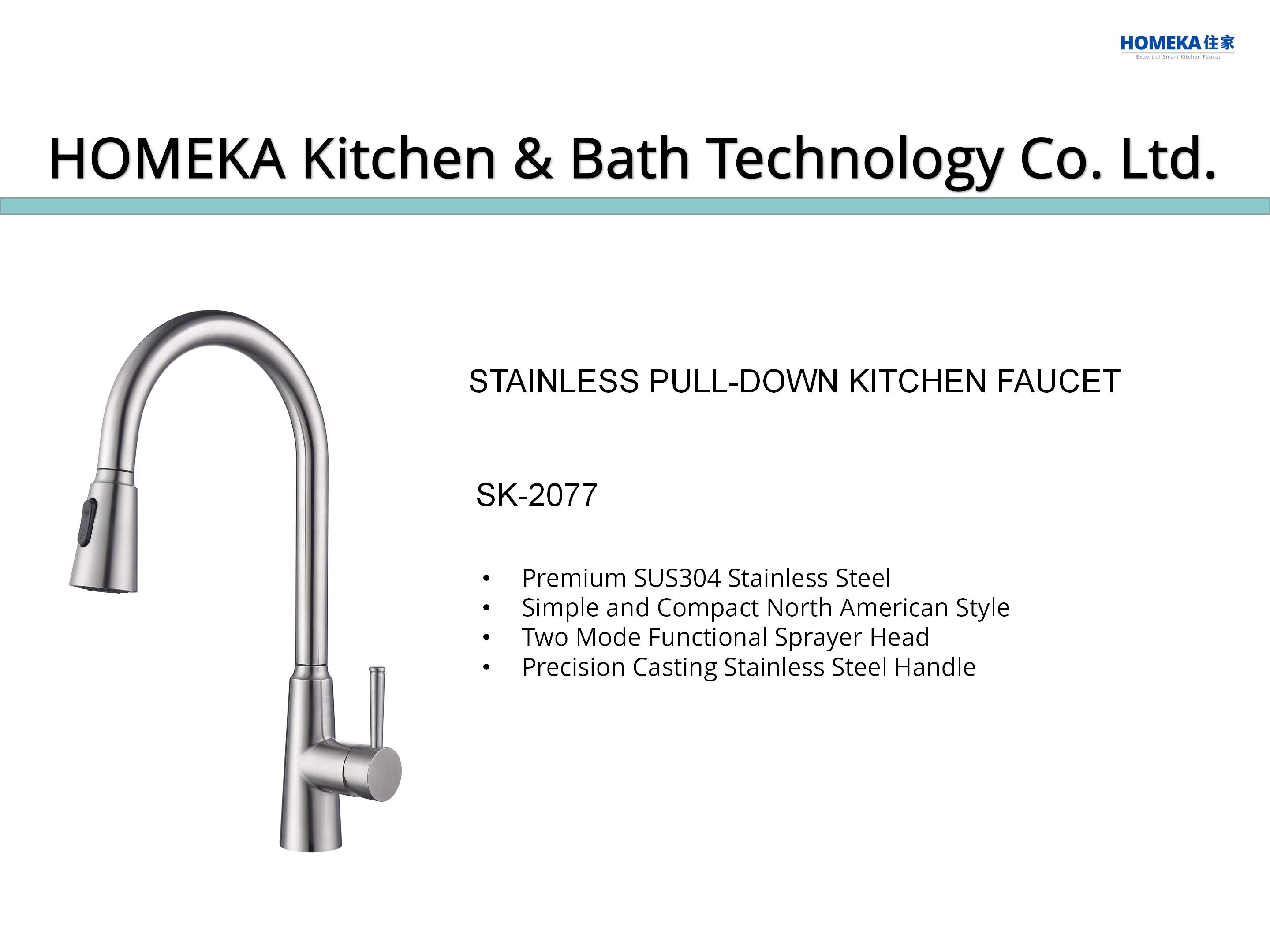 IPX5 Brushed Nickel Pull Out Kitchen Taps CUPC Braided Hose Mixer With Sprayer