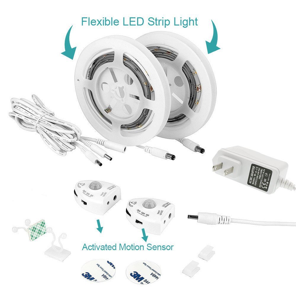 Dimmable 4.8W/M Motion Activated Under Bed Light 5ft Motion Sensor Led Light Strip
