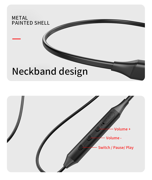 Waterproof Sport Microphone Q12 10h Neckband Bluetooth Earbuds
