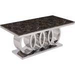 180x90x76cm 8 Seater Marble Dining Table Stainless Steel gold color
