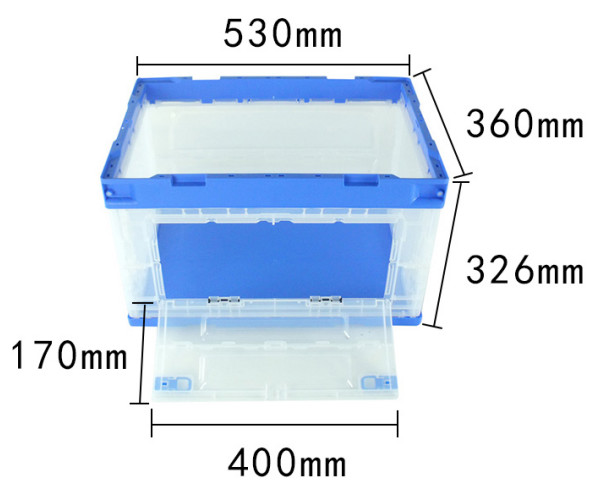 Sides Open 100% Virgin PP Plastic Collapsible Storage Crate For Garment