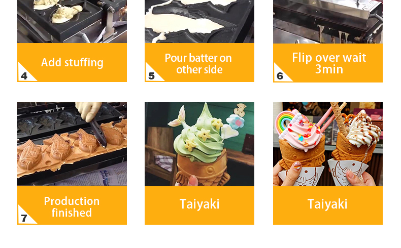 220v Electric 5 pcs Open Mouth Fish Shape Waffle Maker Taiyaki Machine 375*700*290