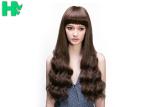 Natural Looking Young Girl Wave Brown Wig With Bangs 26 Inch Length