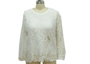 China Fashionable Dressy Ladies Casual T Shirts White Long Sleeve Lace Top OEM Service wholesale