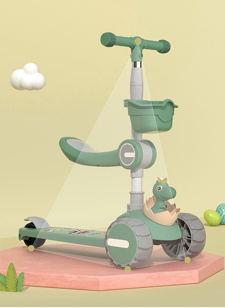 Tricycle Style Foldable Height Adjustable Scooter for Kids Ages 3-12 Max Load 200 LBS
