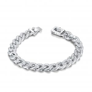 China Luxury charm Cuban Link Bracelets 925 Silver CZ Bracelets For Men on sale