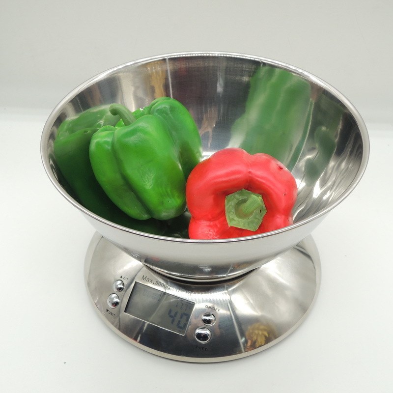 Electronic kitchen scale stainless steel peel fruit scale baking weighing 1g bowl scale temperature function