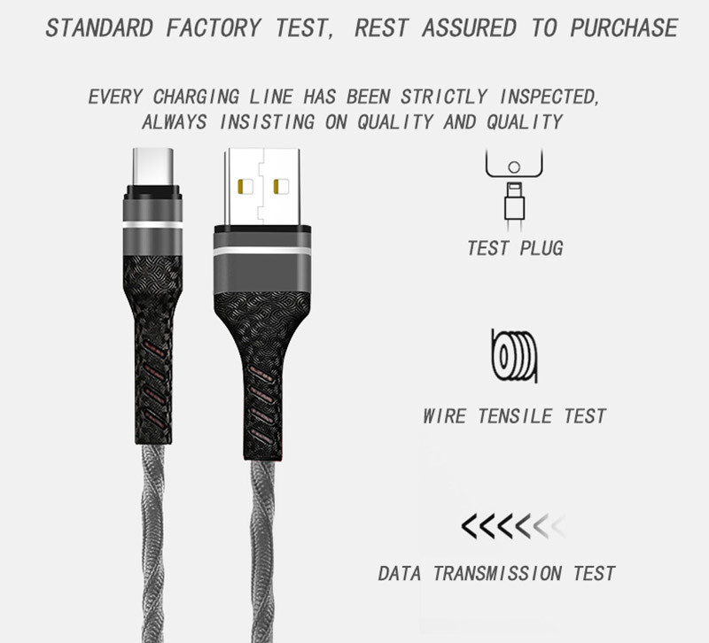 3 In 1 5V 3A Fast Charging USB Data Cable OEM 1.2m For IPhone