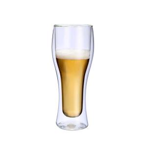 China Cylinder Double Borosilicate Glass Beer Mug 300ml 400ml 450ml wholesale