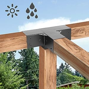 4 inch Black Powder Coating Metal Wood DIY Pergola Hardware Kit for Heavy Duty Gazebo