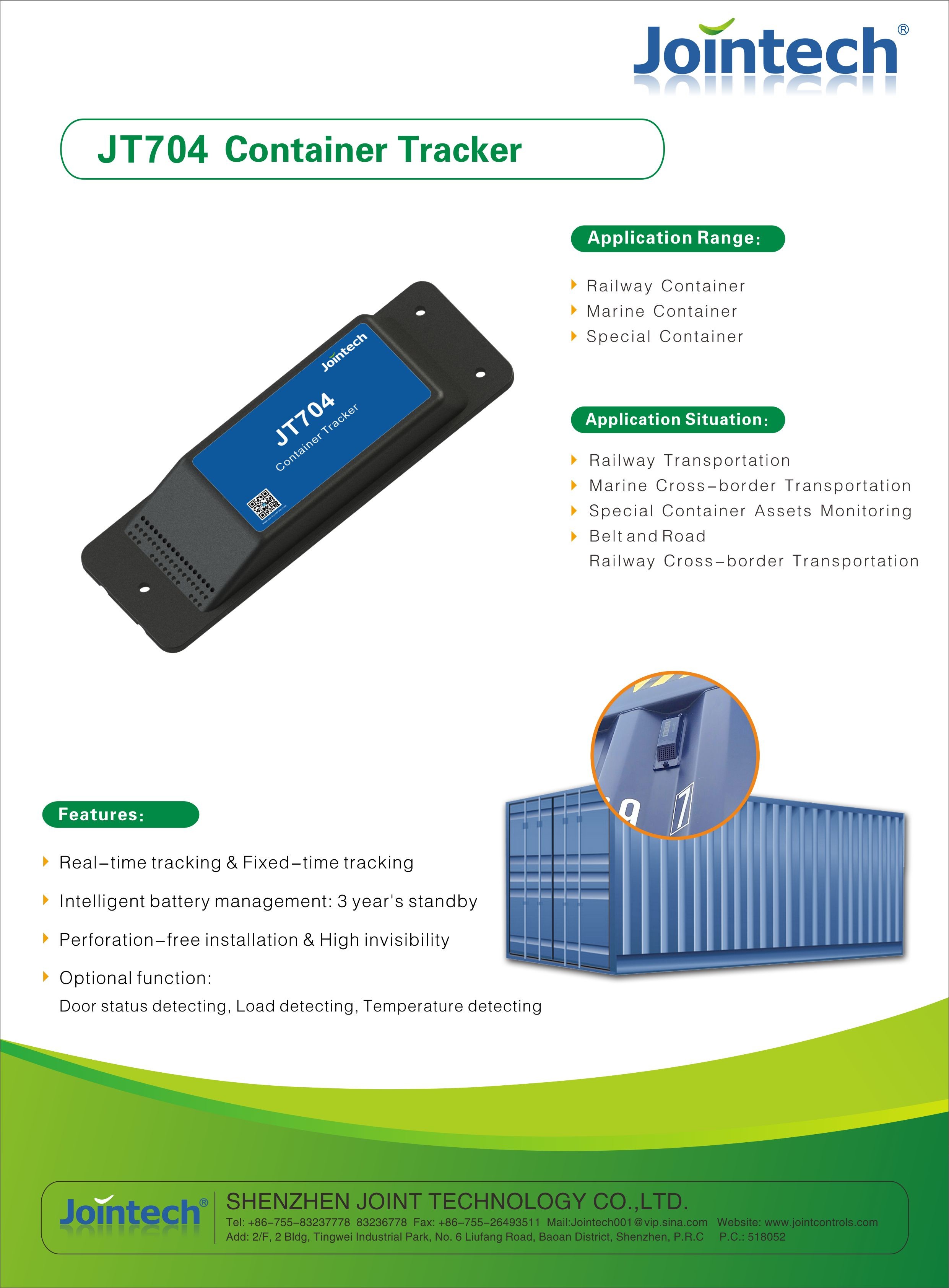 JT704 Smart Mini Waterproof GPS Tracker CE Certification For Railway Container