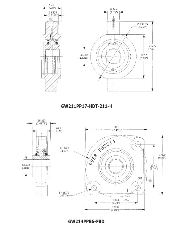 Nonstandard Agricultural Machinery Bearing GW214PPB6-FBD High Mechanical Efficiency For Disc Plough GCR15