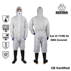 China Asbestos Removal SMS Disposable Protective Coverall Type 6 wholesale