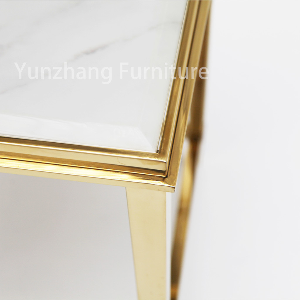 Marble Top Rectangle Center Table Gold 201 Stainless Steel Frame