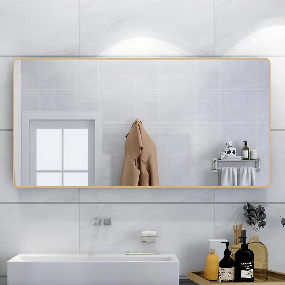 Large Aluminum Art Gold Frame Mirror for Bathroom Decoration Wall Hanging Mirror