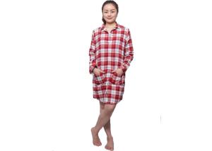 China Long Sleeve Woman Cotton Y / D Check Flannel Pyjamas With Lurex Sleepwear wholesale