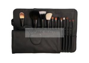 China Basic 12PCS Cosmetic Makeup Brush Set Premium Natural Animal &amp; Synthetic Hair With Case wholesale