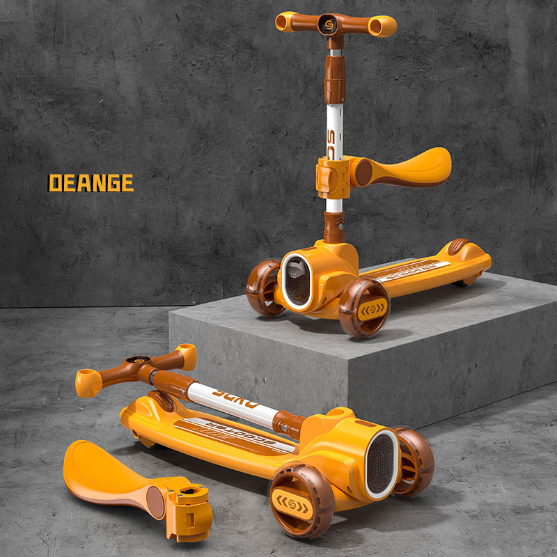 Collapsible Scooter for Kids Ages 3-12 Adjustable Height Four Wheels Max Load 200 LBS