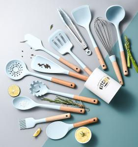 China Rustless Non Toxic Wooden Cooking Utensils , Odorless Silicone Wood Utensil Set wholesale