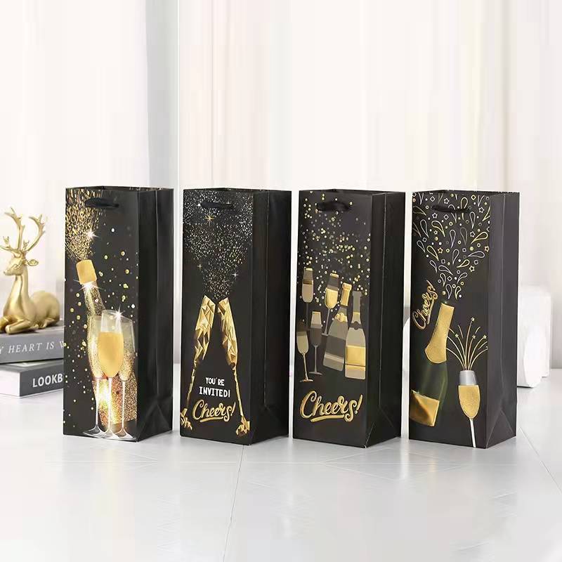 Luxury Custom Printed Paper Bags For Wine Retail Shopping