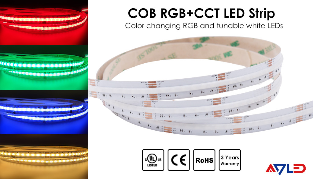 Wifi COB Led Strip Lights 12mm DC24V 840RGB CCT LED Tape Light