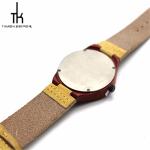 Leather Strap Bamboo Wood Watches Multiple Time Zone With Your Logo