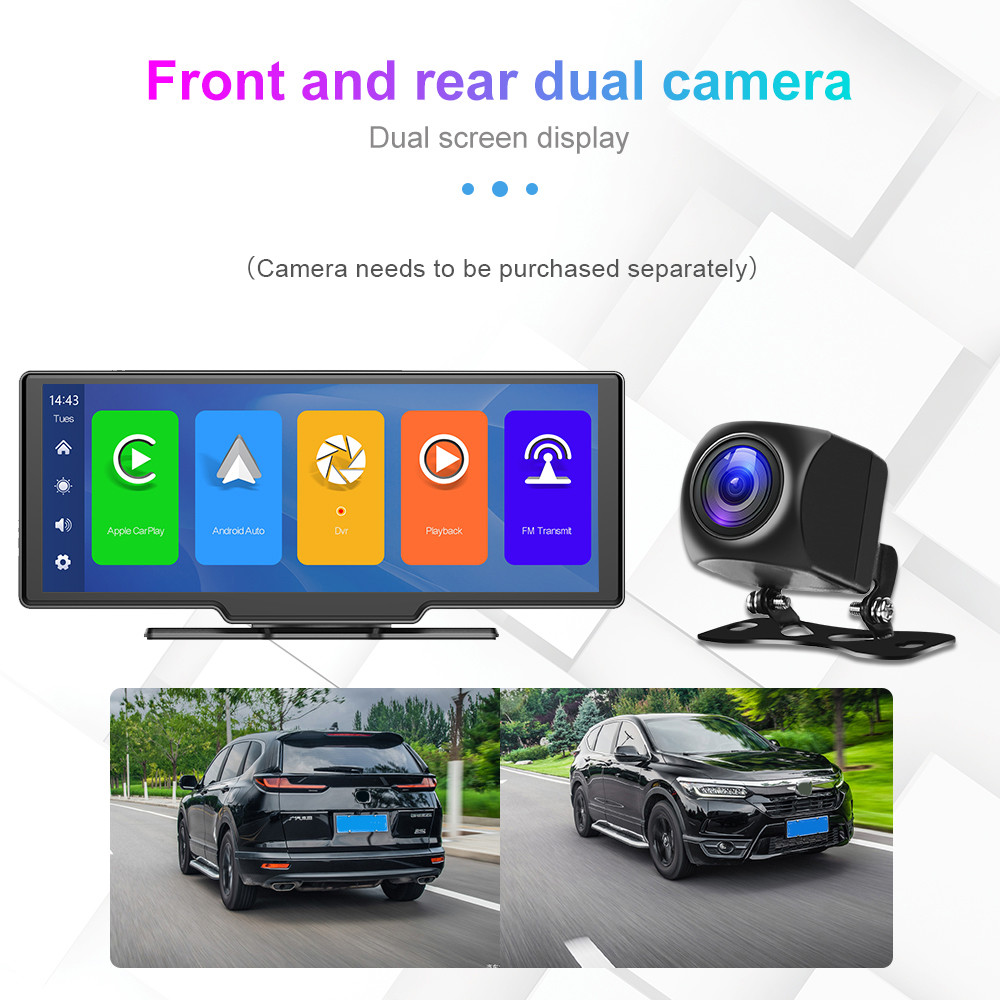 Dual Lens HD1080P Android Mp5 Carplay Dvd Player 10in Touch Screen 2.5K