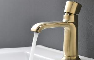 China Golden Brass Hotel SUS Brushed Brass Bathroom Faucet wholesale