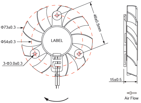 Stable 8015 24V Bracket Cooling Fan 73x15mm 25-35dBA For Radiator