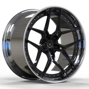 China 2-piece 22x10 barrel polished center gloss black forged rims deep dish wheels for 488 wholesale