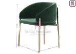 Grey Velvet Shell Back Stainless Steel Dining Chair With Armrests