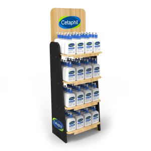 China Skin Care Product Wood Display Rack For Facial Cleanser wholesale