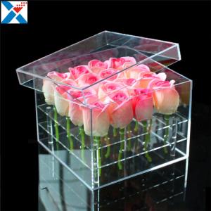 China Durable Square Acrylic Flower Box Makeup Organizer Rose Storage Cosmetic Case wholesale