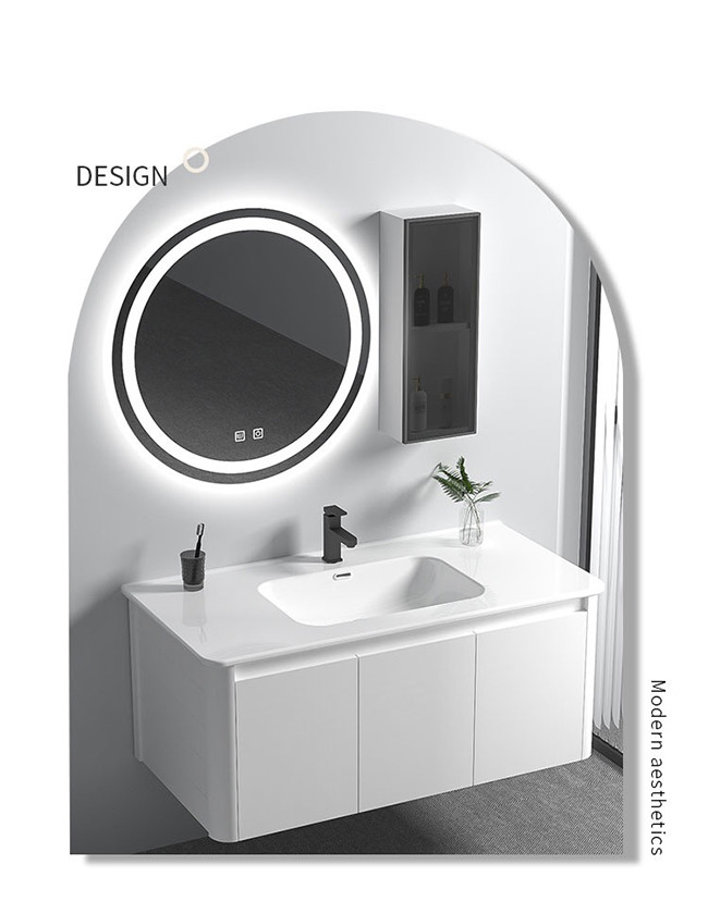 Wall Mounted Wash Basin Vanity Cabinet Waterproof For Bathroom