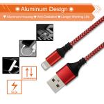 iPhone 5 6 8 Pin Nylon Braided Cable Aluminum Alloy Housing Dual Color