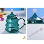 500ml Green Christmas Tree Shaped Borosilicate Glass Cup