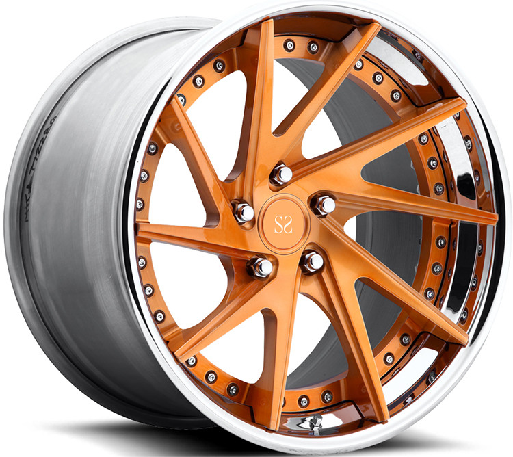 High Polish Lips 2 Piece Forged Wheels For Audi RS6 20inch Brush Gold Custom Rims