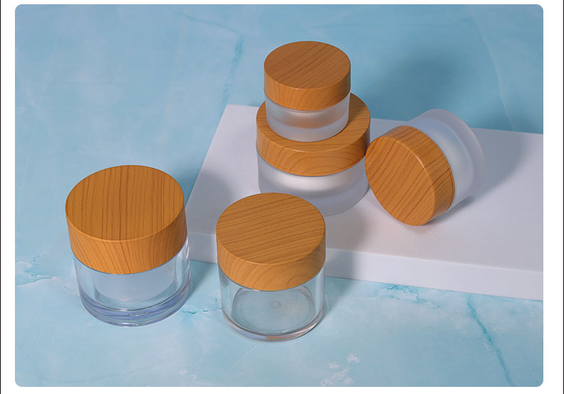 15g 30g Luxury Frosted Cosmetics Packaging Plastic Round Bamboo Body Butters Cream Cosmetic Jar with Customized Logo