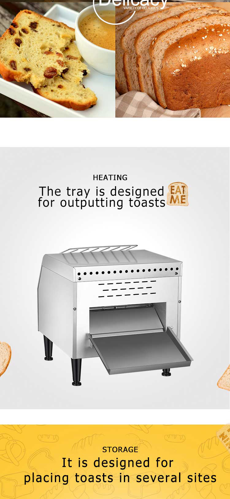 Stainless Steel Housing Commercial Electric Belt Conveyor Bread Toaster for Commercial