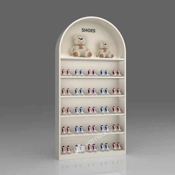 Mom & Baby Store Iron Powder Coated Display Cabinet Arc Shoe High Cabinet Single-sided Shelves for Maternity Store Design and Retail Shop Display