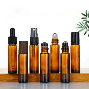 China Stainless Steel Essential Oil Glass Roller Bottles 10 Ml Amber dropper wholesale