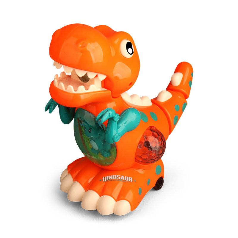 Plastic Electric Dinosaur Model with Music and Lighting Universal Rotation Puzzle Toy