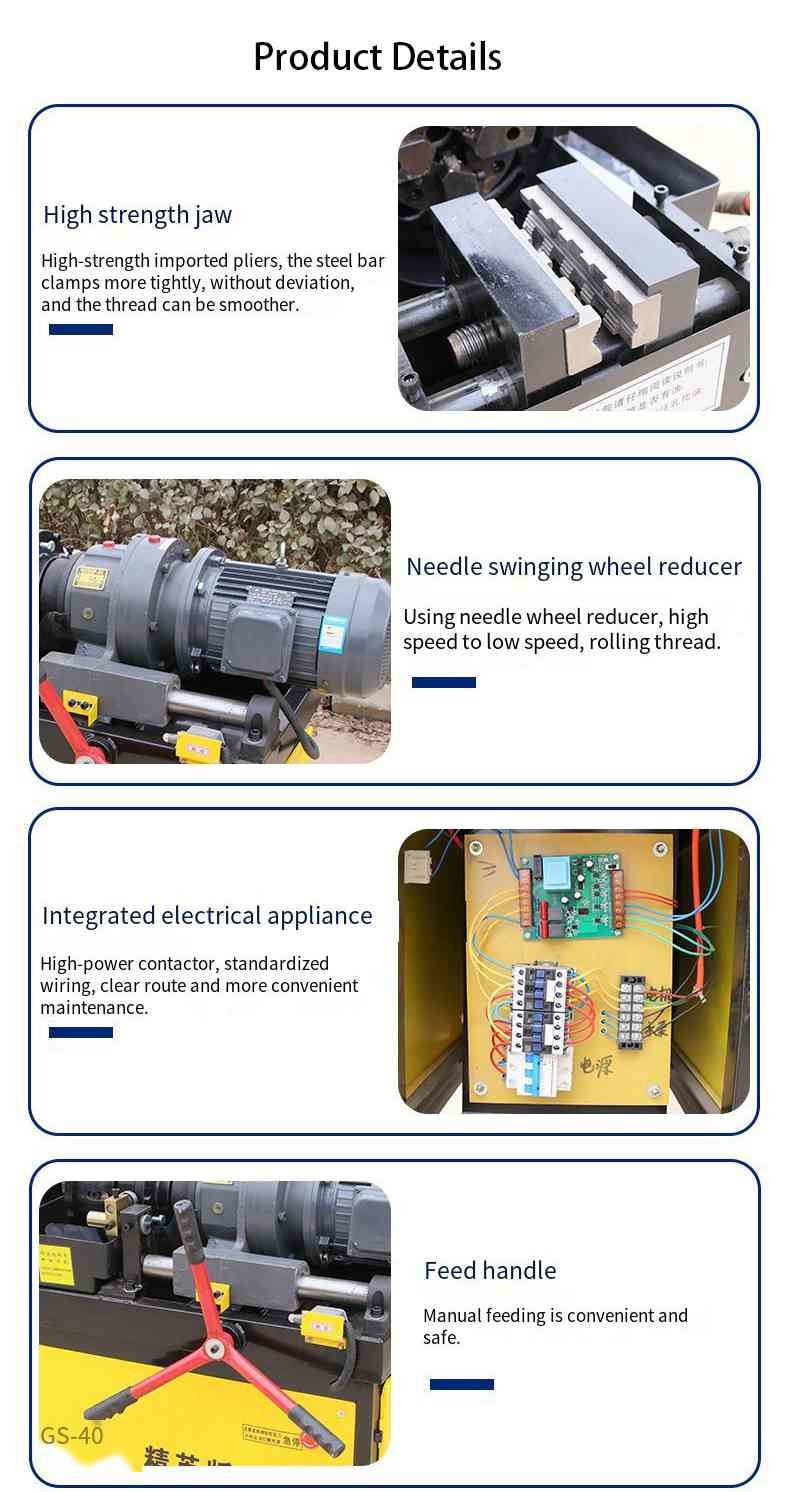 Portable Cold Making Bar Thread Rolling Machine Steel Rebar Rib Peeling Parallel