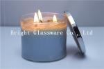 Solid Black Glass Candle Holder , Candle Jar With Lid Cover