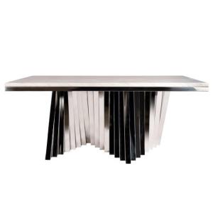 China SS Base Luxury Modern Dining Tables Gloss Glass Dining Table Set For 4 wholesale
