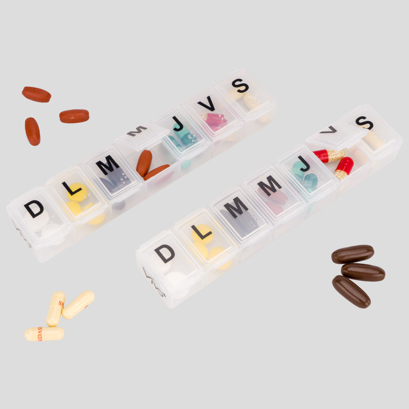 OEM 7 Days Pill Storage Cases Easy Open Transparent Pill Box For Travel