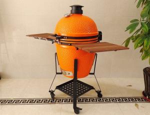 China 21.5 Inch SGS Charcoal Kamado Grill , Orange Ceramic Smoker Grill wholesale