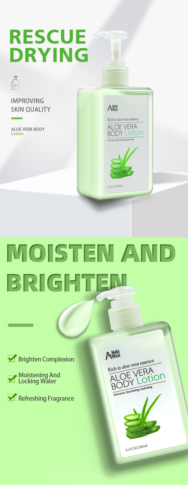 Aloe Vera Hotel Body Lotion Moisturizing Milk Whitening Body Cream Soothing Repair