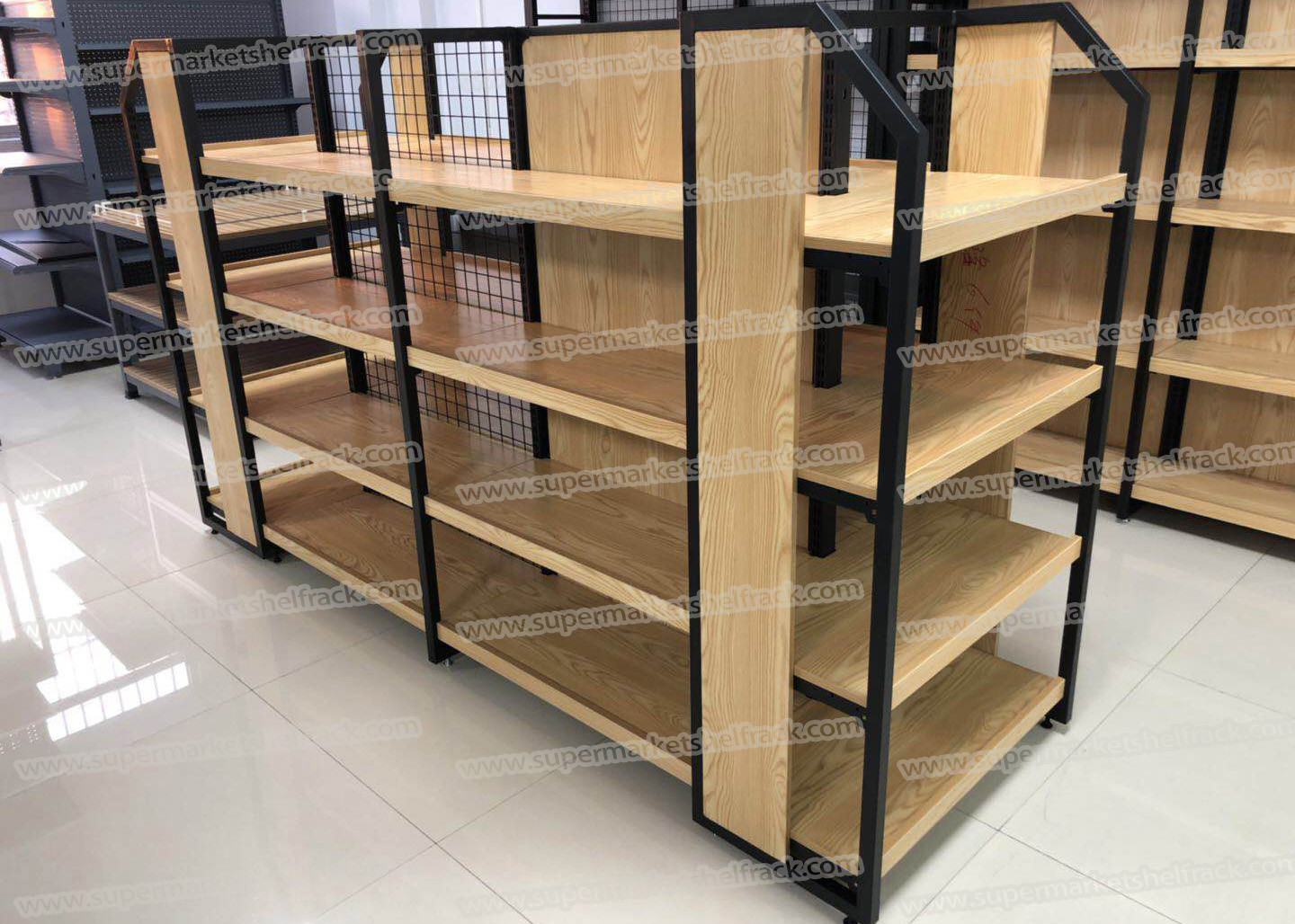 Supermarket Shelves Rack Steel Black Shelf For Store Sets Gondola Shelving