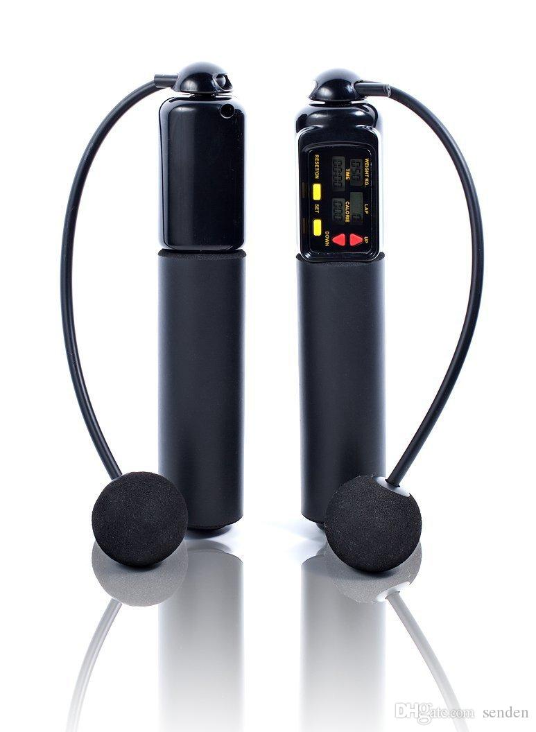 YLY Black Color Body Building Aerobic Training Smart Digital Jump Rope Adjustable PVC